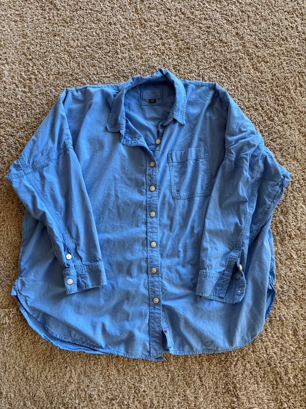 American Eagle Women’s Oversized Button-Up Shirt in Blue XS